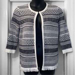 New! Kasper Knit 3/4 Sleeve Flyaway Jacket